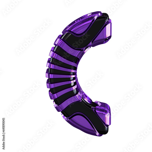 Black symbol with purple straps