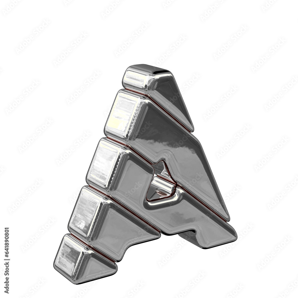 Silver diagonal block symbol view from the left. letter a Silver diagonal block symbol view from the left. letter a