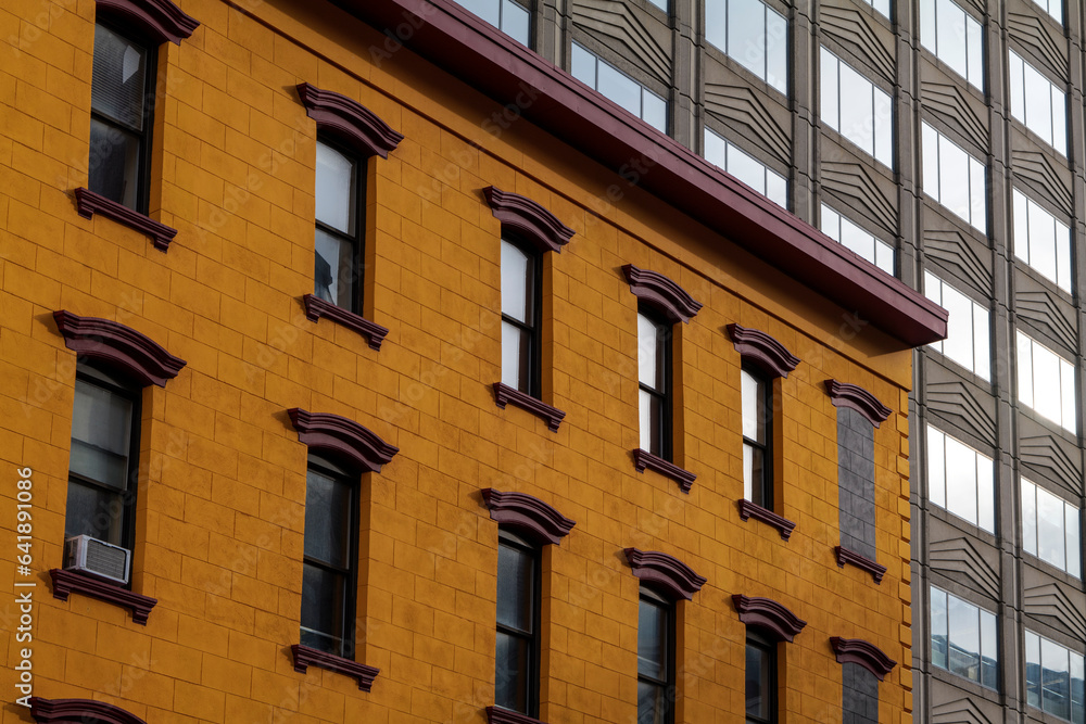 Fototapeta premium Jersey City, NJ, USA Streets and buildings in downtown Jersey City. City lines and colors. High quality photo