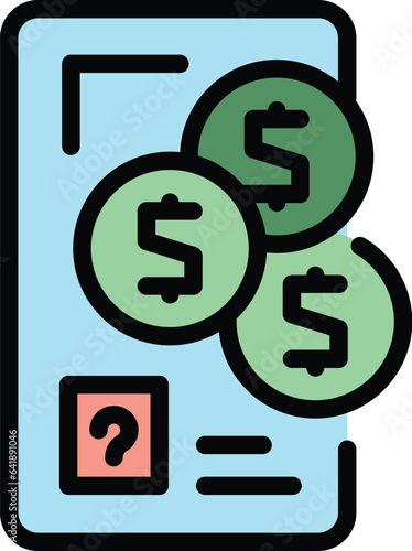 Quiz money phone icon outline vector. Word education. SHow ask test color flat