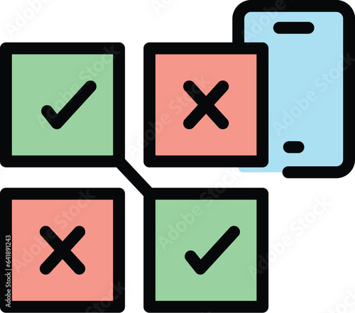 Alert choice icon outline vector. Interview survey. Text quiz color flat
