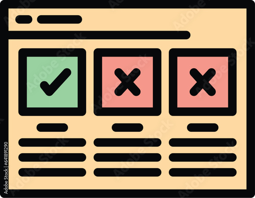 Web quiz icon outline vector. Exam competition. Game question color flat