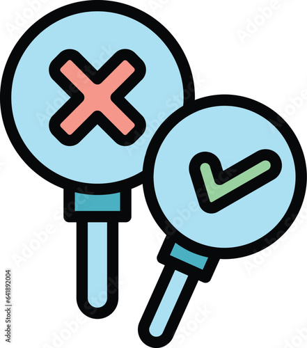Quiz answer icon outline vector. Poster show. Fun word color flat