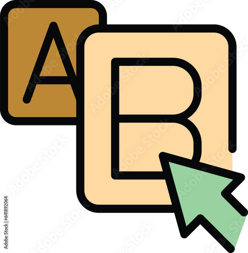 Ask click quiz icon outline vector. Exam question. Poster show color flat