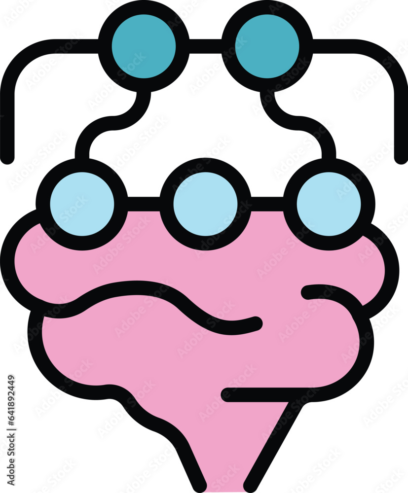 Expert brain icon outline vector. Cyber consult. Chart work color flat Expert brain icon outline vector. Cyber consult. Chart work color flat