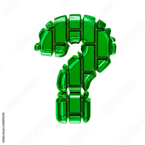 Symbol made of green vertical bricks