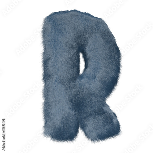 Symbol made of blue fur. letter r