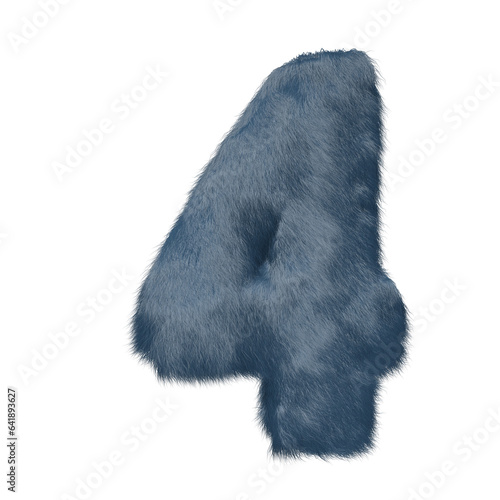 Symbol made of blue fur. number 4