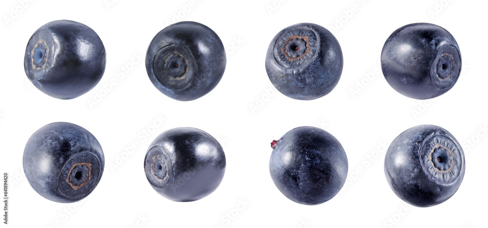 Set with tasty fresh bilberries isolated on white Set with tasty fresh bilberries isolated on white