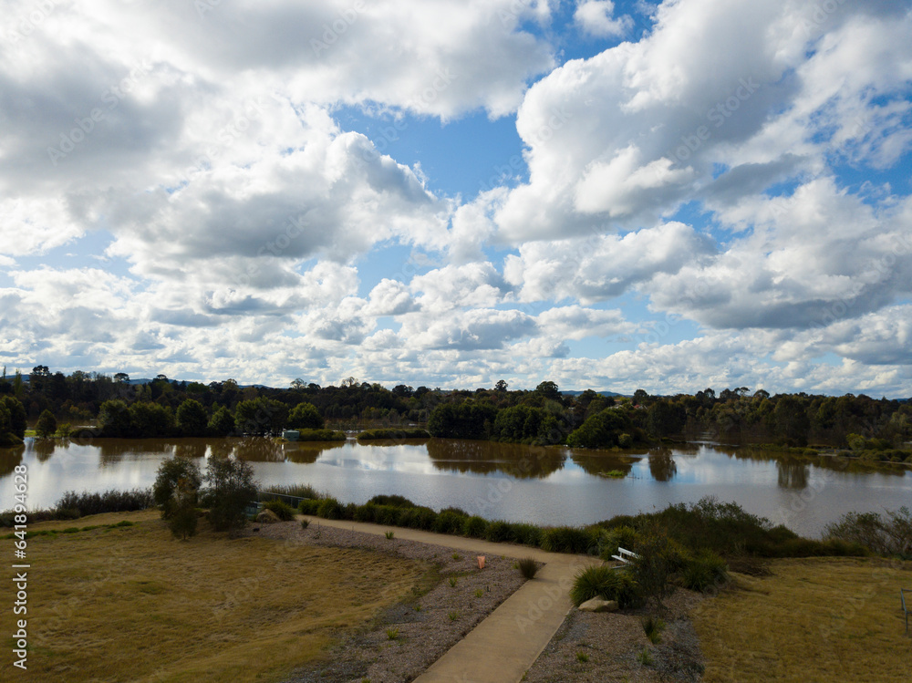 View of Flooding Wetlands fluffy clouds blue sky 57