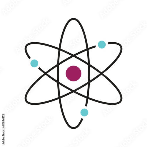 Atom with electrons in electron orbits icon isolated on white background. Vector illustration