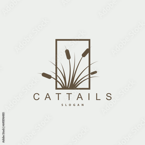 Creeks And Cattails River Logo, Grass Design Simple Minimalist Illustration Vector Template