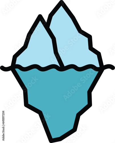 Ice berg icon outline vector. Iceberg polar. Under wave color flat
