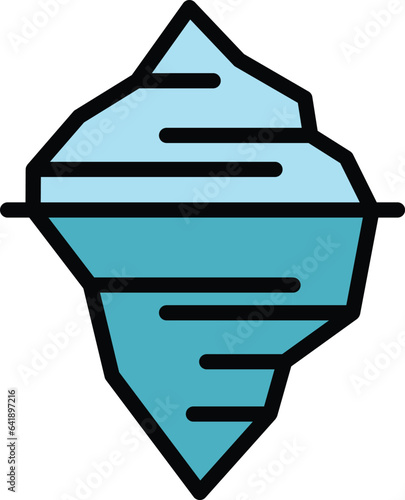 Water iceberg icon outline vector. Underwater glacier. Sea ice berg color flat