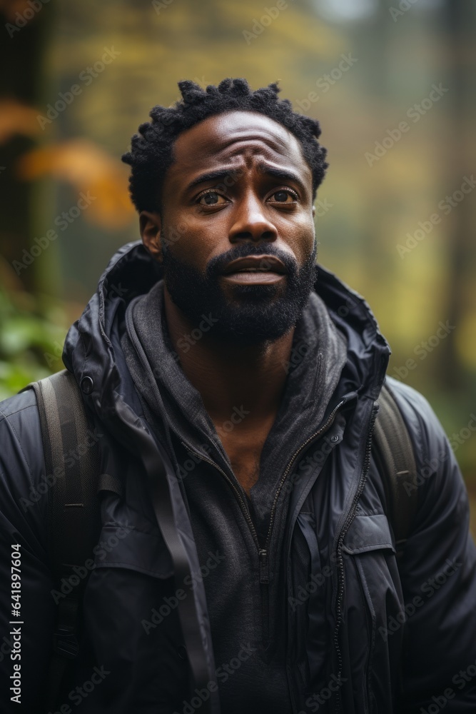 An African American man with an upset expression. Generative AI. An African American man with an upset expression. Generative AI.