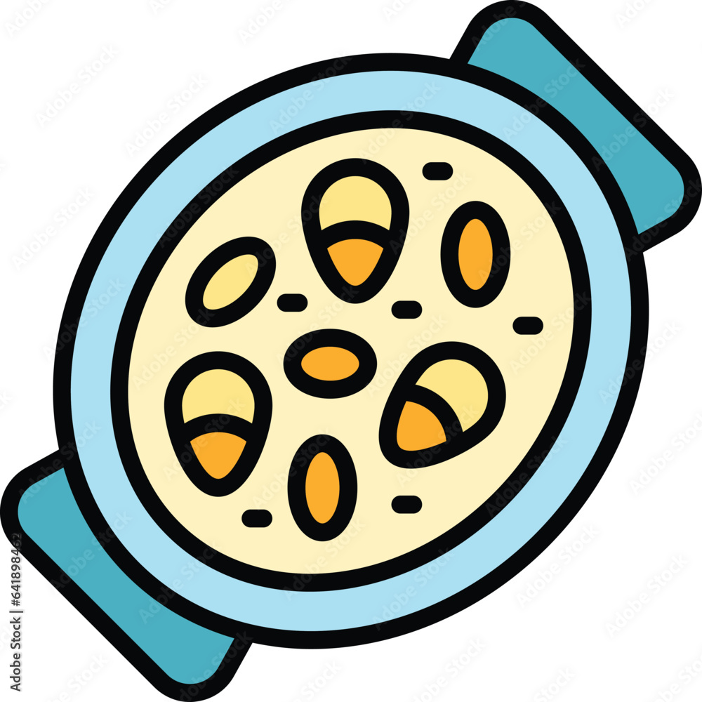 Fototapeta premium Cooking paella icon outline vector. Spanish food. Fish cuisine color flat