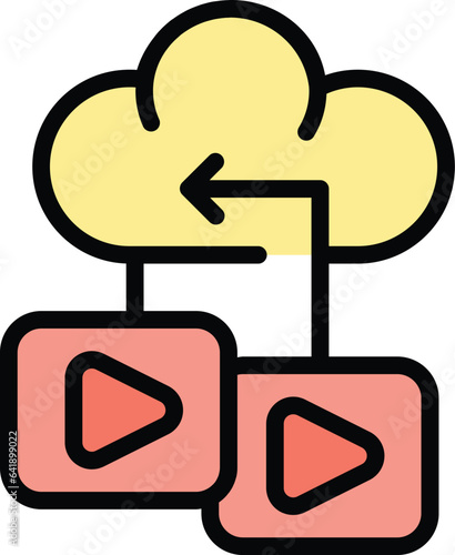 Cloud monetize icon outline vector. Data blog. Money video color flat