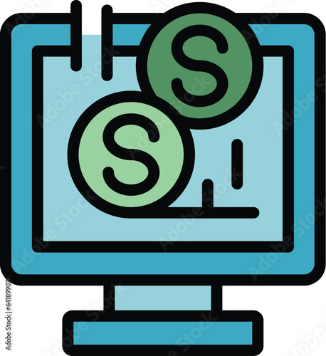 Monetize icon outline vector. Data profit. Database conversion color flat