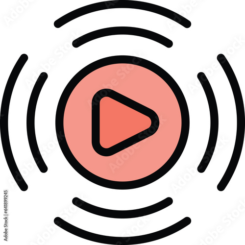 Video player monetize icon outline vector. Data blog. Database app color flat