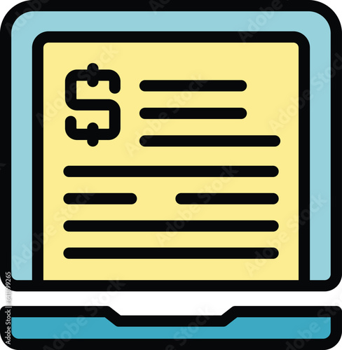Dollar monetize icon outline vector. Video money. Profit data color flat