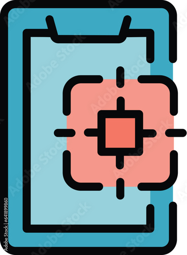 Monetize target icon outline vector. Data profit. Video database color flat