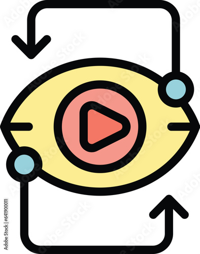 View video monetize icon outline vector. Profit data. App digital color flat