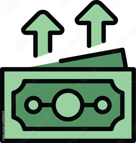 Cash grow icon outline vector. Profit data. Database digital color flat