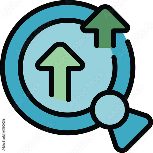 Search online monetize icon outline vector. Profit data. Digital lead color flat
