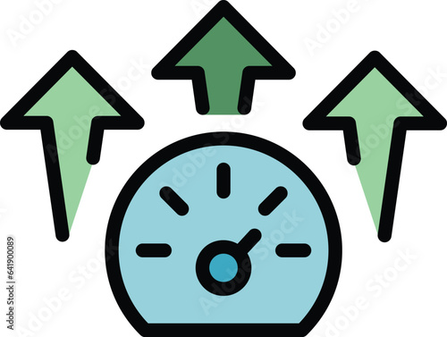 Monetize dashboard icon outline vector. Profit data. Video money color flat