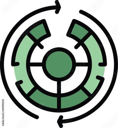 Monetize labyrint icon outline vector. Video profit. Data blog color flat