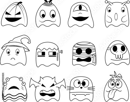 set of cartoon monsters halloween