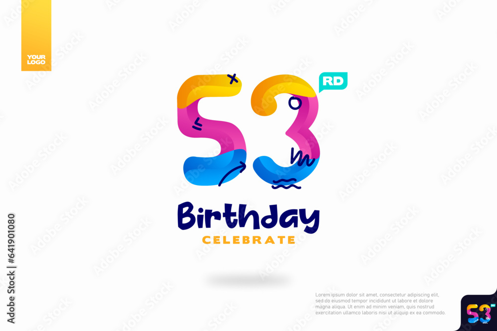 Number 53 logo icon design, 53rd birthday logo number, anniversary 53
Number 53 logo icon design, 53rd birthday logo number, anniversary 53
