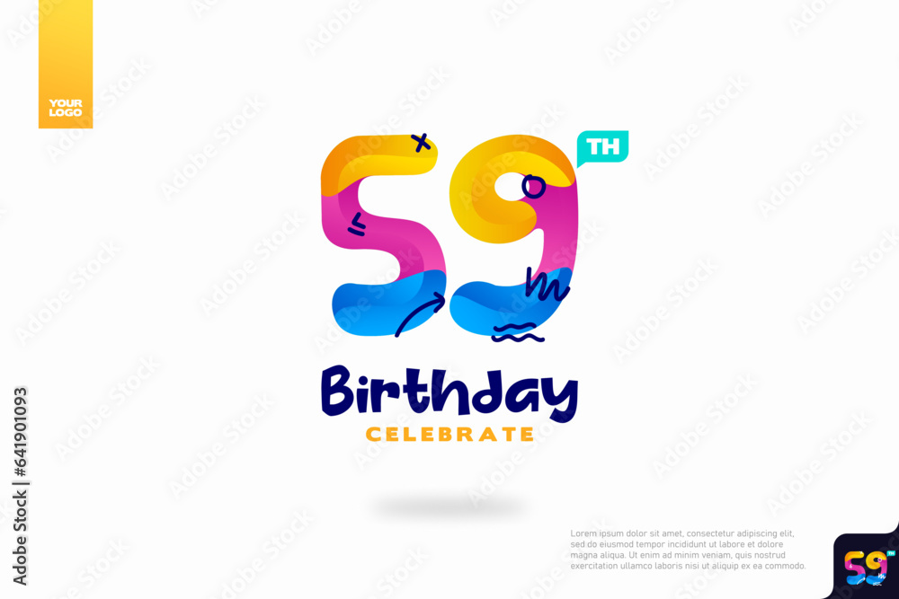 Number 59 logo icon design, 59th birthday logo number, anniversary 59
Number 59 logo icon design, 59th birthday logo number, anniversary 59