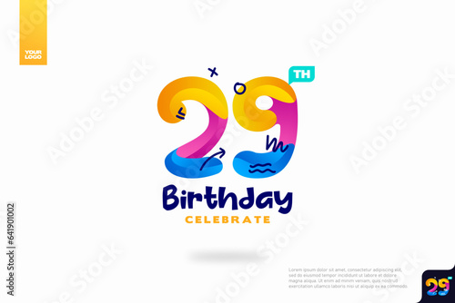 Number 29 logo icon design, 29th birthday logo number, anniversary 29
