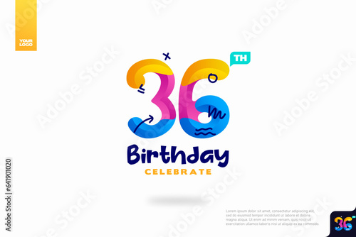 Number 36 logo icon design, 36th birthday logo number, anniversary 36 