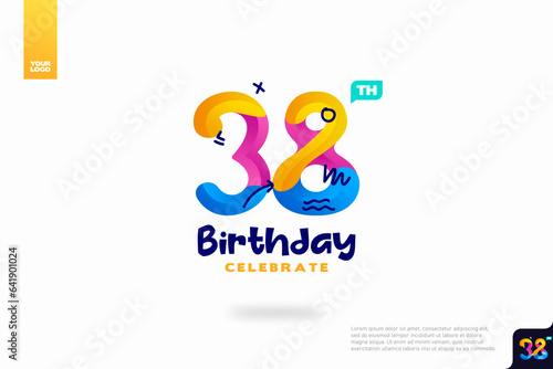 Number 38 logo icon design, 38th birthday logo number, anniversary 38
