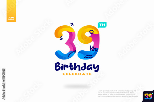 Number 39 logo icon design, 39th birthday logo number, anniversary 39 