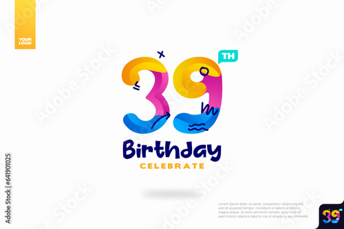 Number 39 logo icon design, 39th birthday logo number, anniversary 39
