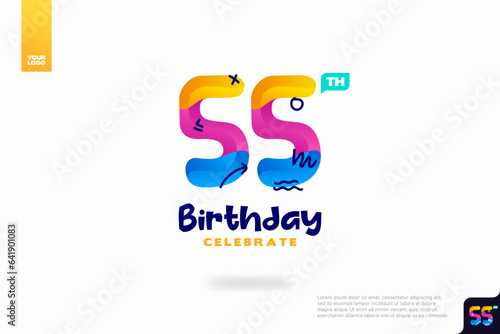 Number 55 logo icon design, 55th birthday logo number, anniversary 55
 photo