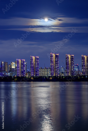 moonlit river  cityscape in night  seoul  hanriver
