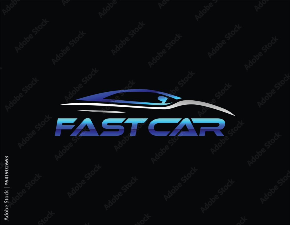 Blue Sports Car Auto Garage Business Logo Design Template