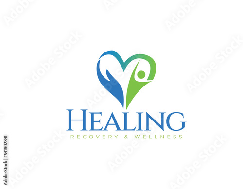 Simple Healing Heart Medical Meditation Logo Design Template