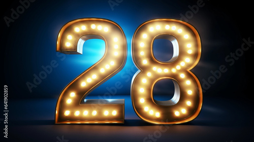 Elegance in Time: Celebrating New Year 28 with Golden Numbers on a Blue Background