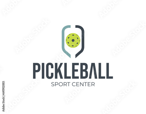 Simple Pickle ball Paddle Logo Design Template