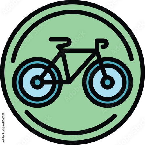 Bicycle parking road sign icon outline vector. Area place. Station rack color flat
