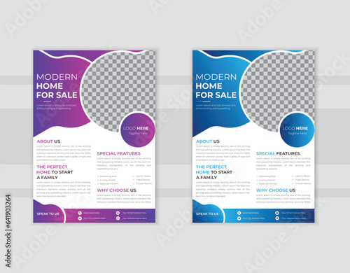Corporate Construction & Real Estate Business A4 Flyer poster, brochure cover design layout background, three colors scheme, vector template