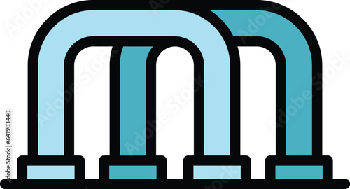 Metal bike bars icon outline vector. Parking area. Rack station color flat