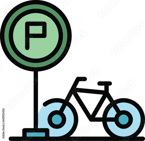City bike parking icon outline vector. Park cycle. Area place color flat