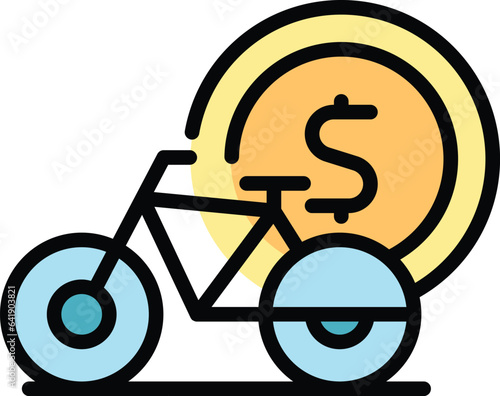 Rent bicycle icon outline vector. Area lot. Stand station color flat