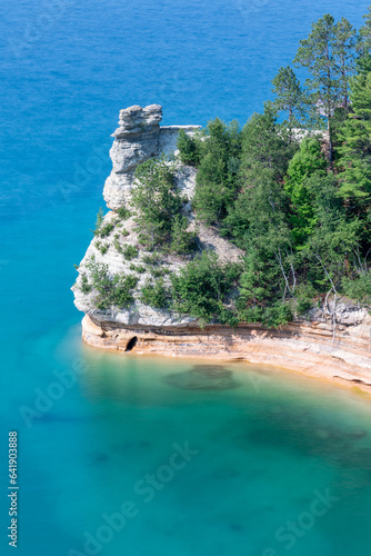 Turquoise waters surround Miners Castle at Pictured Rocks National Lakeshore photo